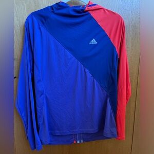 Adidas Womans Running Pulliver - Purpoe - Red and Blue with Hood